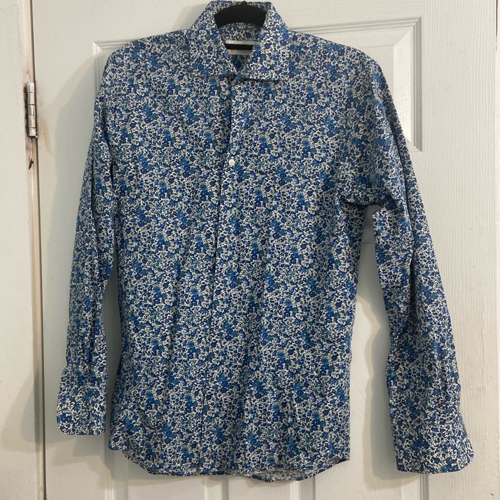 John Henric Men’s Blue Print Shirt Size 15/38